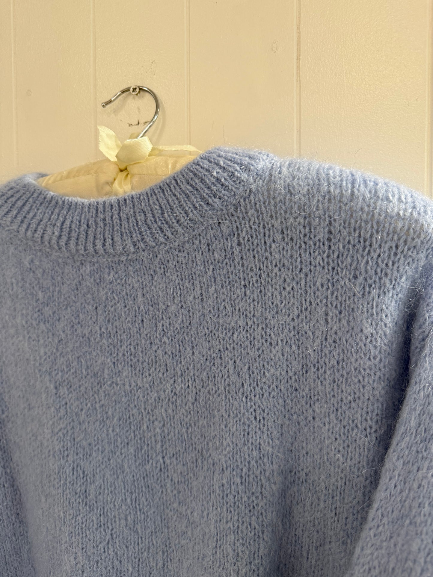 Round Neck Mohair Sweater in Sky Blue