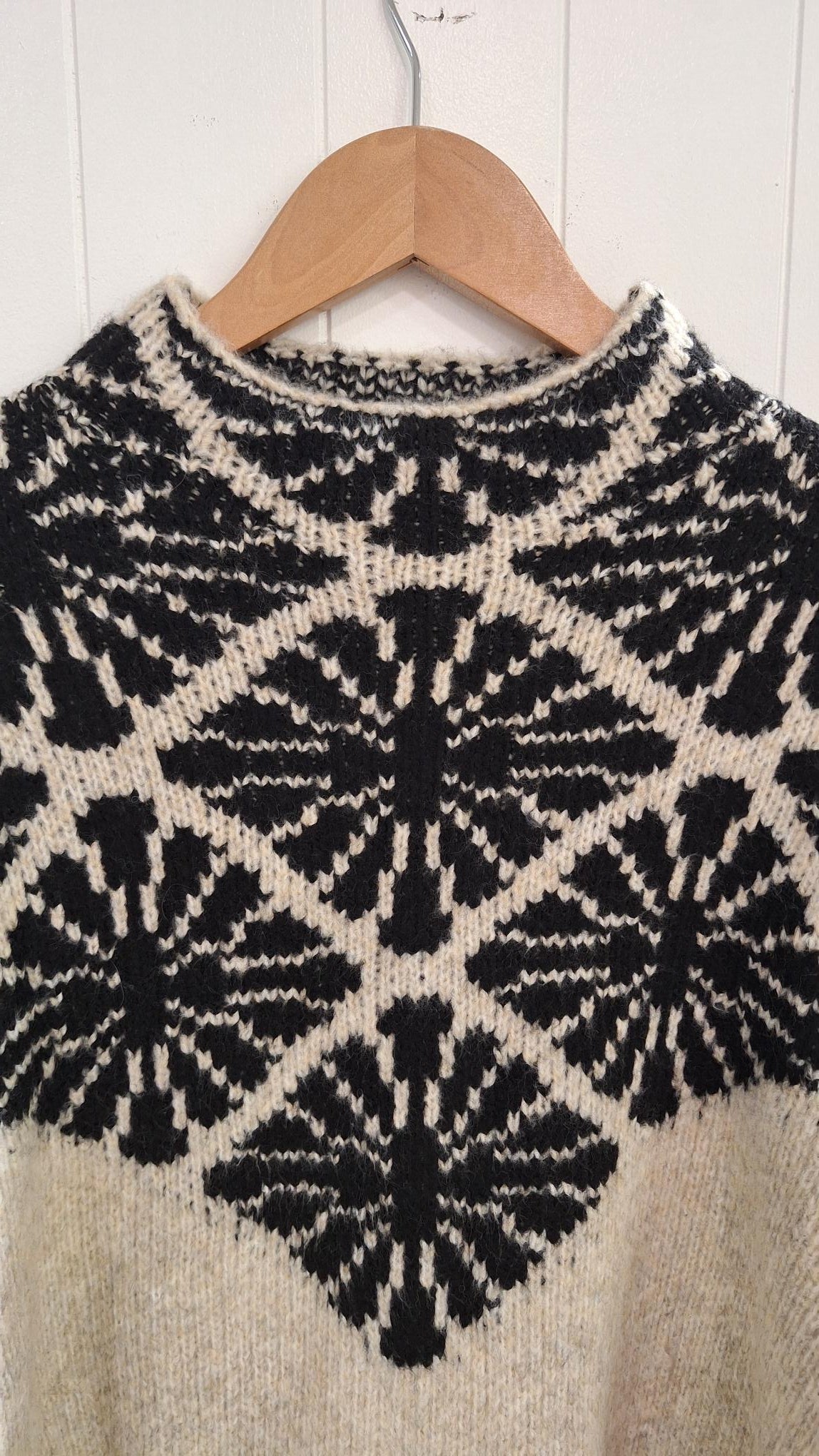 Jacquard Sweater in Oatmeal and Charcoal