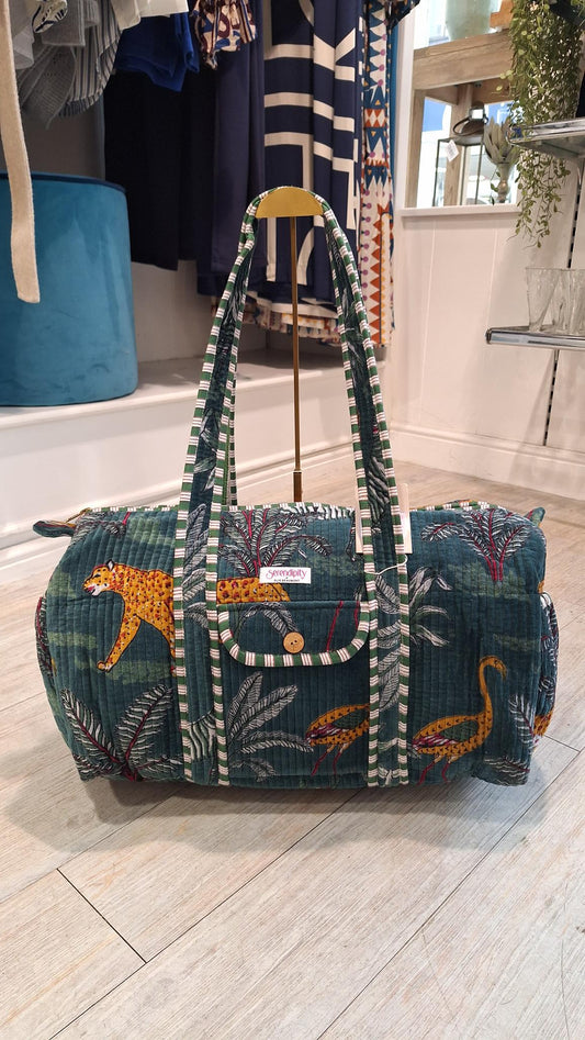 Serendipity Velvet Teal Duffle Bag