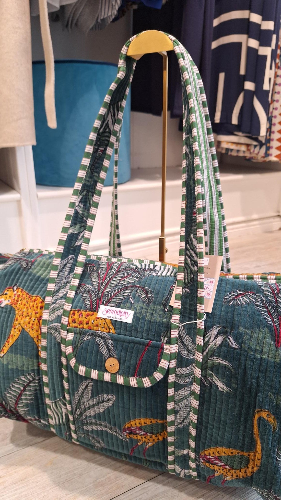 Serendipity Velvet Teal Duffle Bag