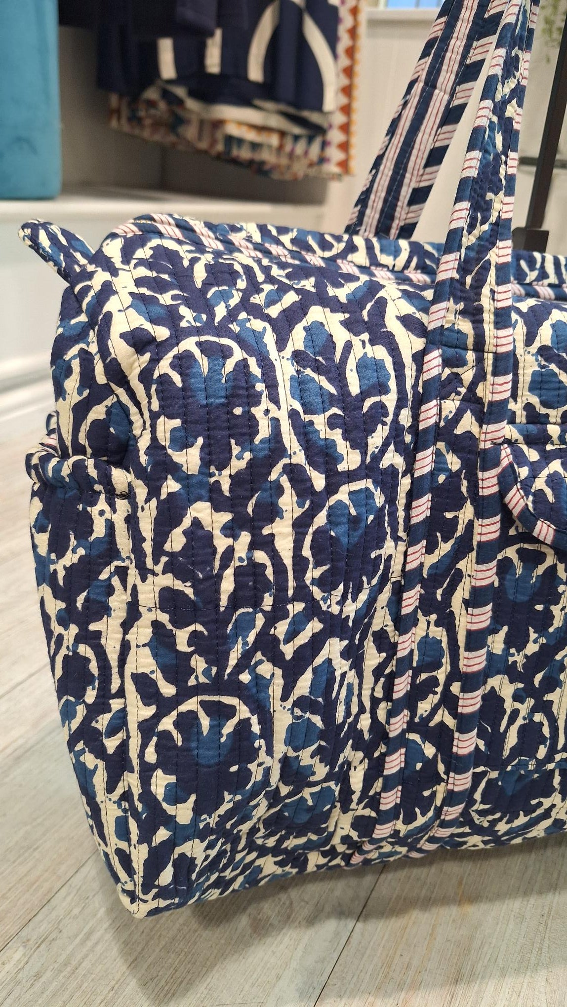 Serendipity Duffle Bag in Indigo Ikat
