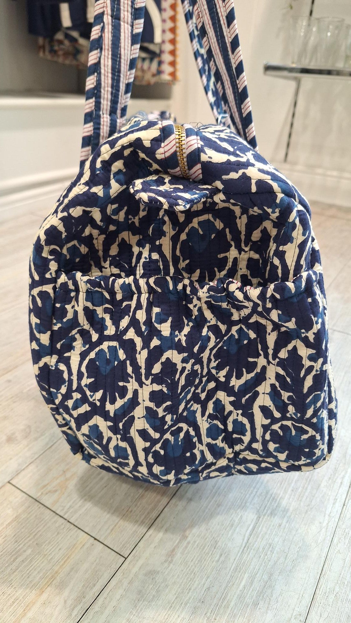 Serendipity Duffle Bag in Indigo Ikat