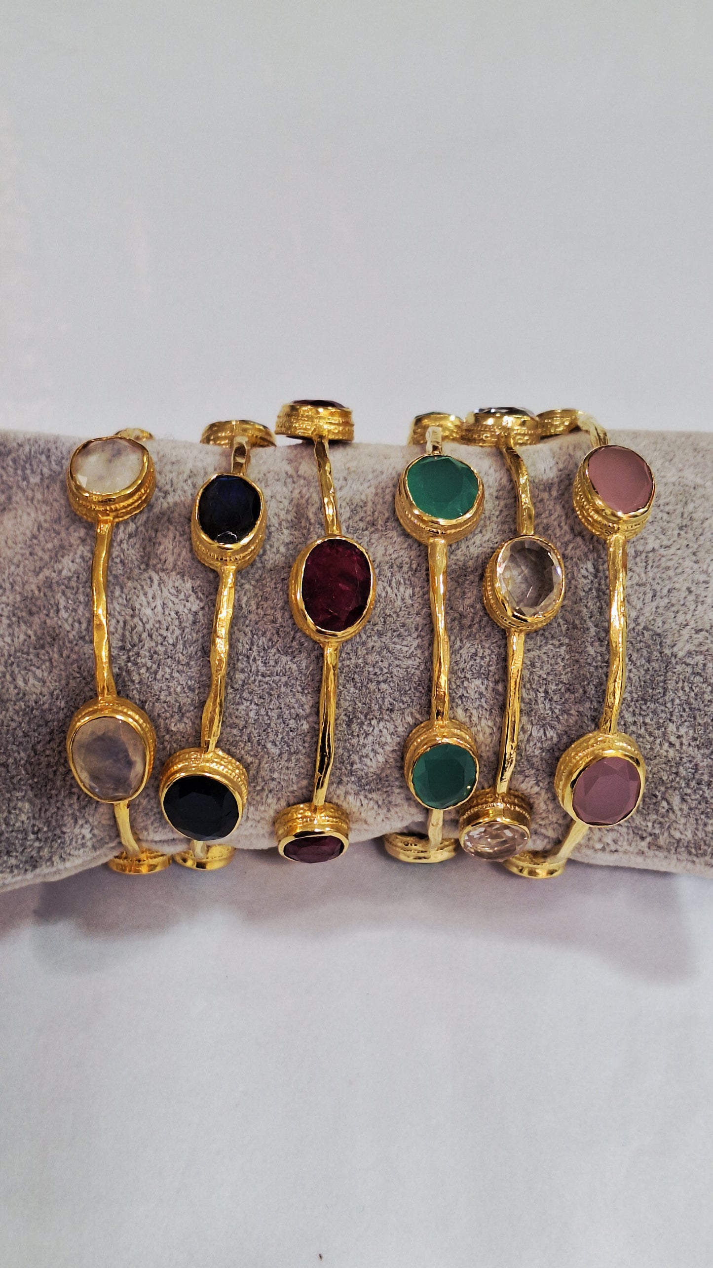 Gold Bracelet with Large Assorted Stones