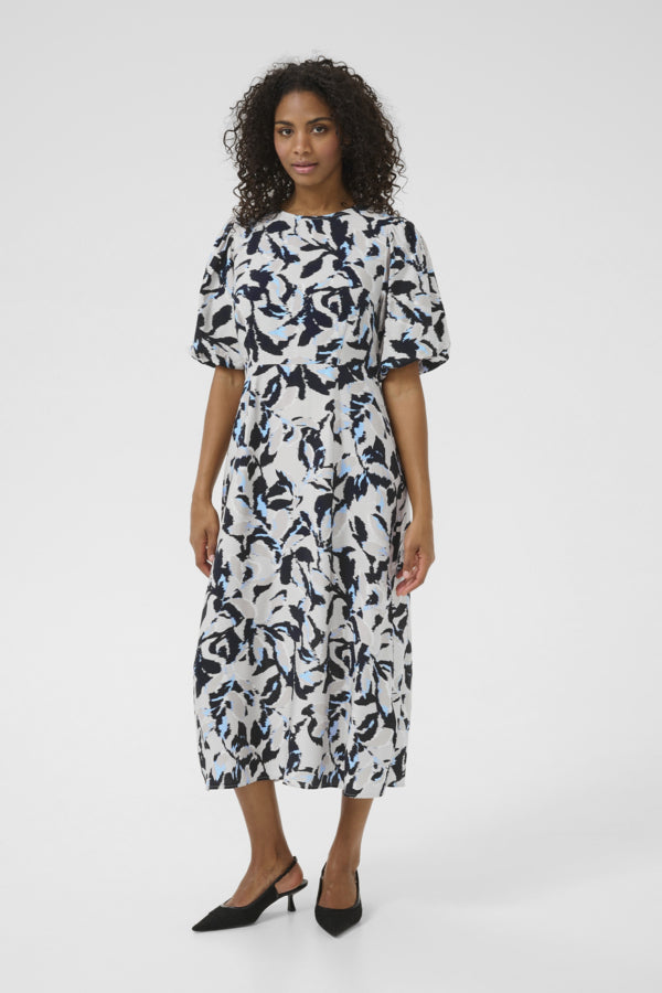 KApaco Dress in Beige / Black / Blue