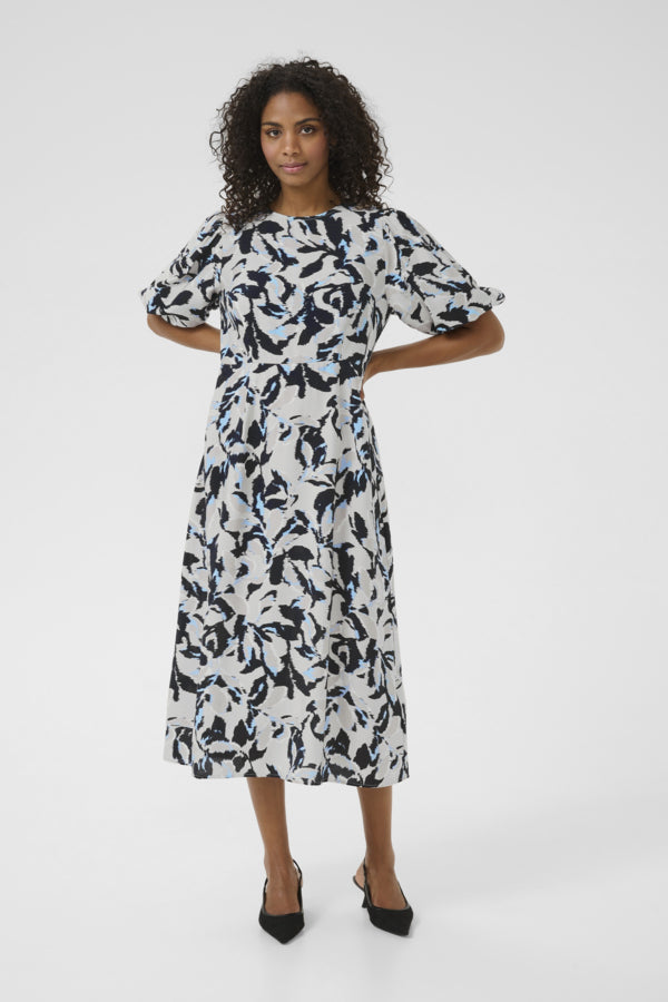 KApaco Dress in Beige / Black / Blue