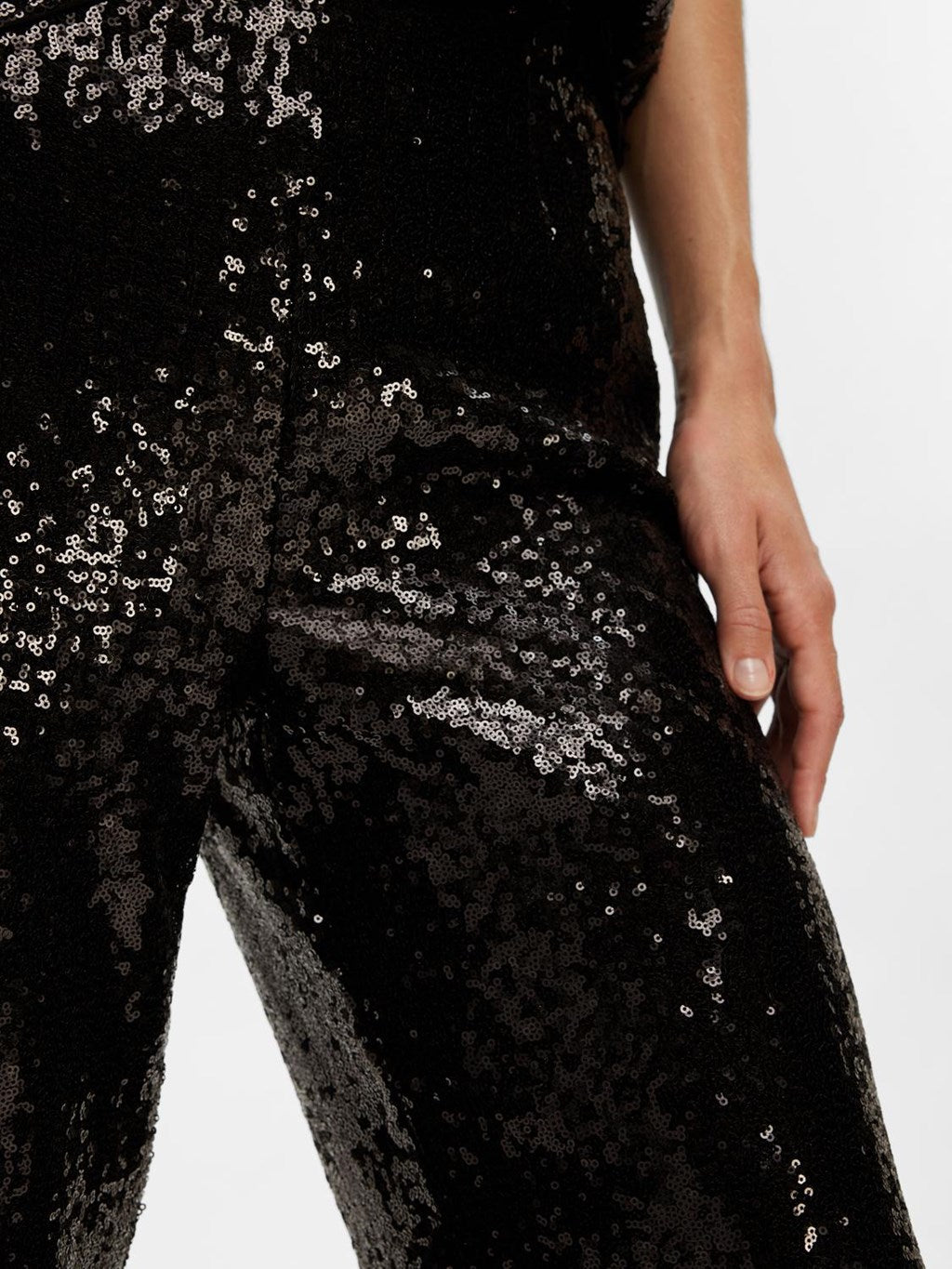 SLFALAIA Long Sequin Trousers in Black