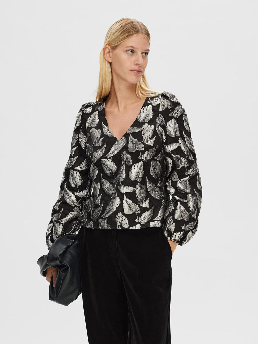 SLFPAULA Silver Leaf Jacquard Jacket Top