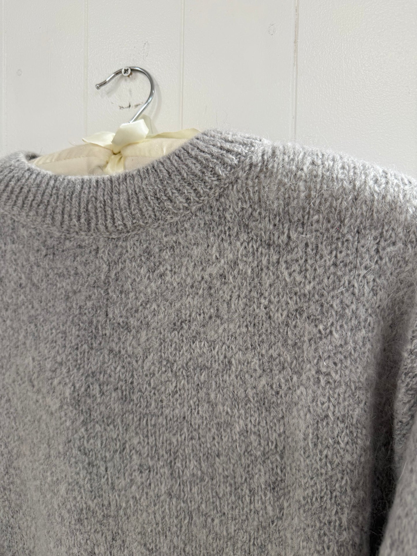 Round Neck Mohair Sweater in Grey