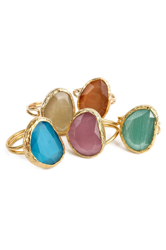 Cocktail Facet Glass Adjustable Rings