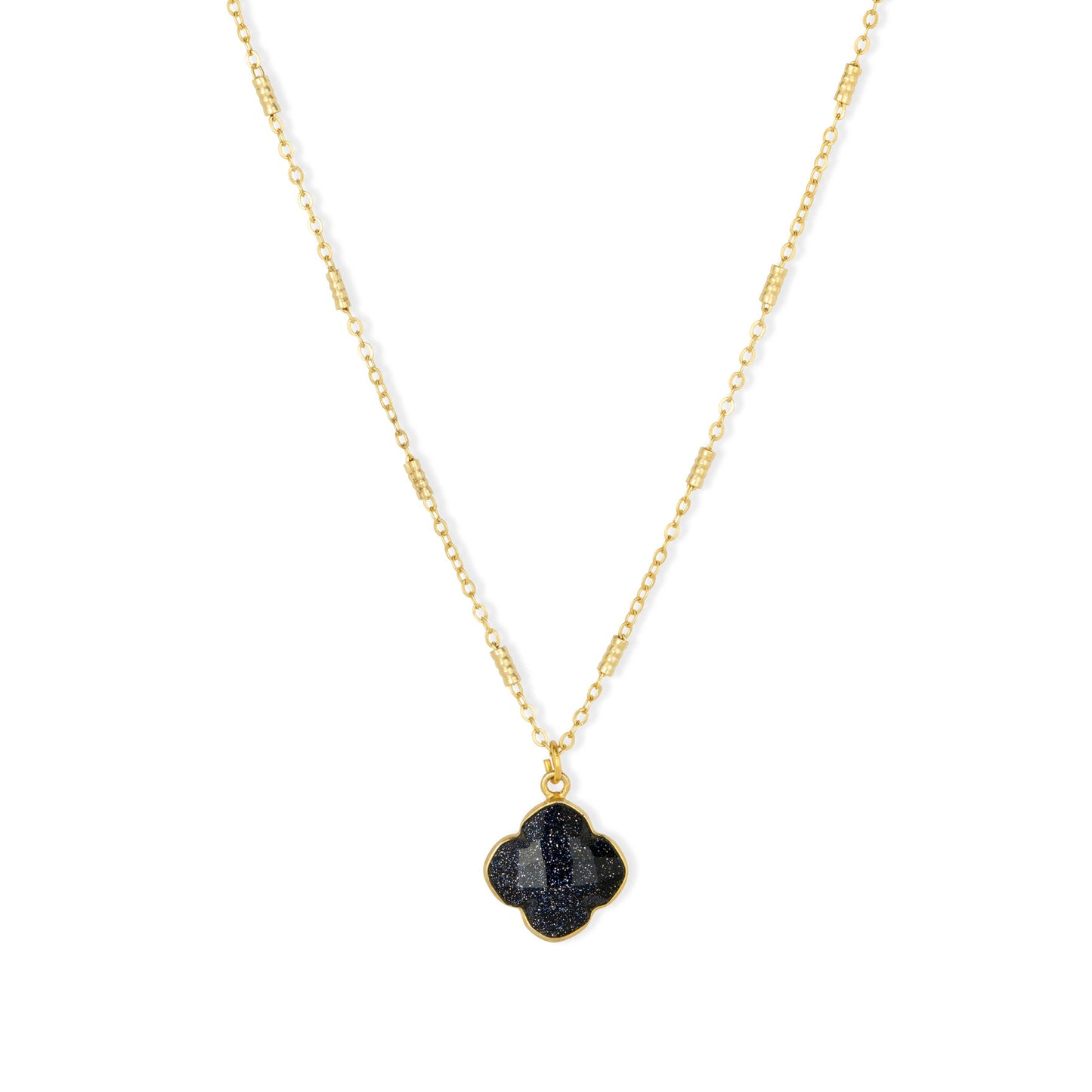 Clover Navy Sunstone Necklace