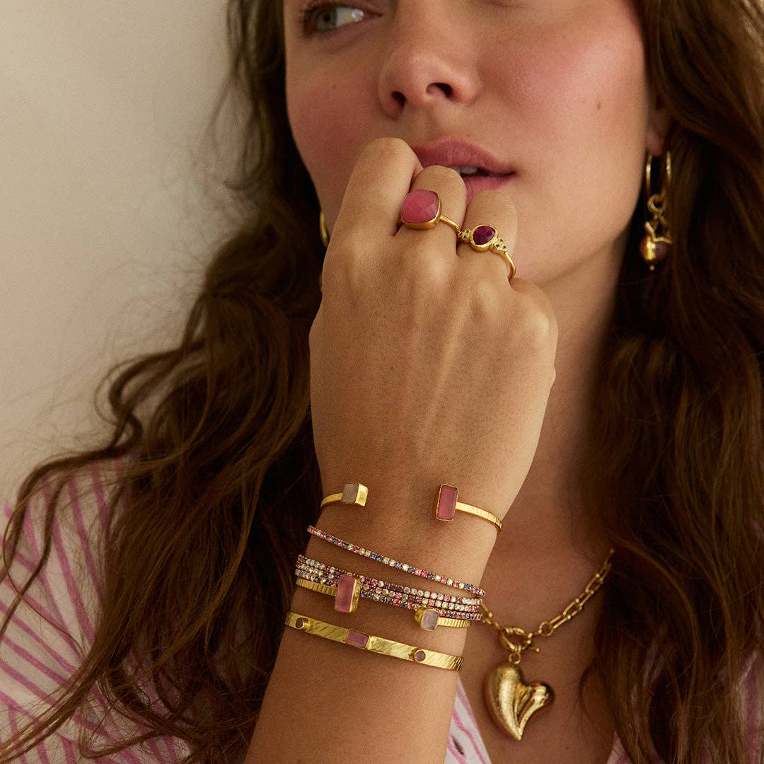 Lumi Pink Stretch Tennis Bracelet Set