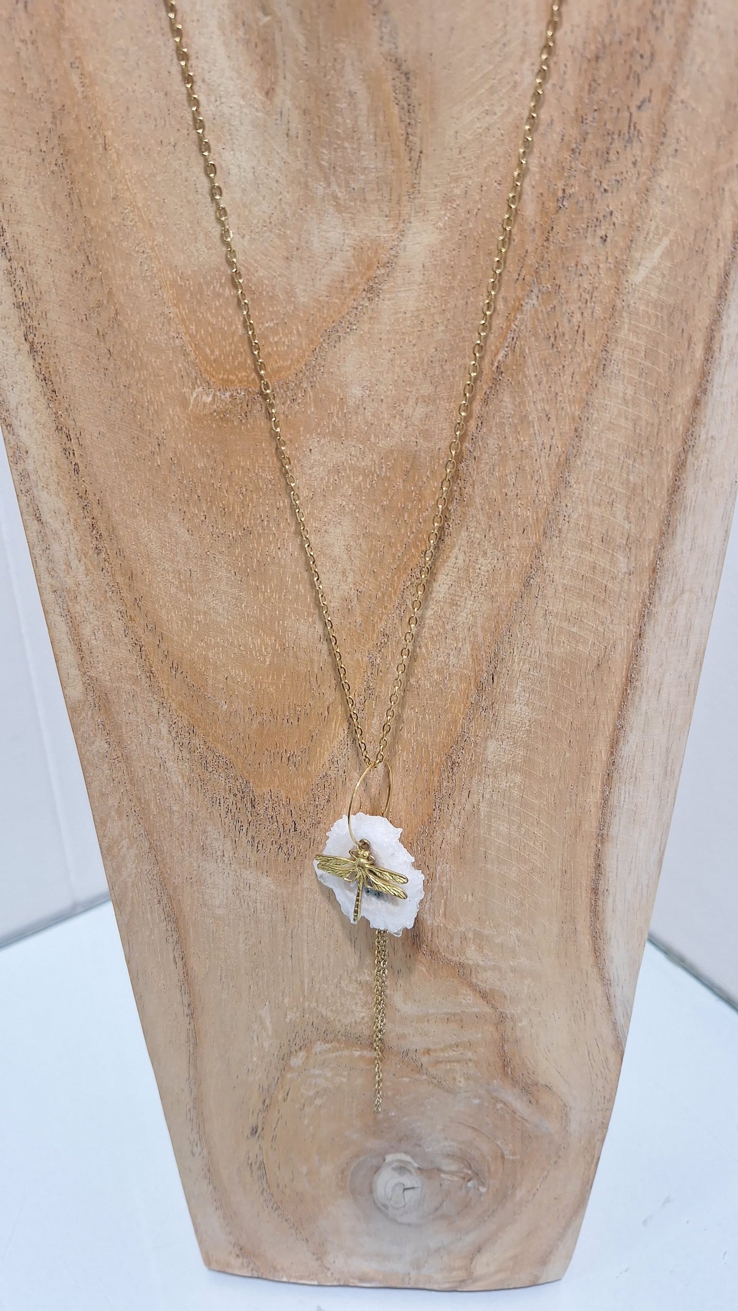 Dragonfly Necklace with Crystal Drop
