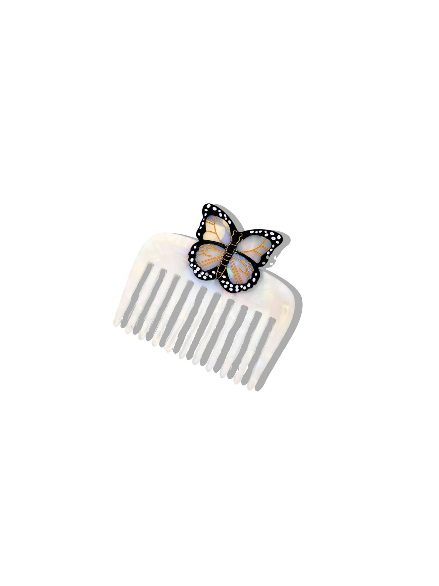 Hand-painted Monarch Butterfly Pocket Hair Comb | Eco-Friendly