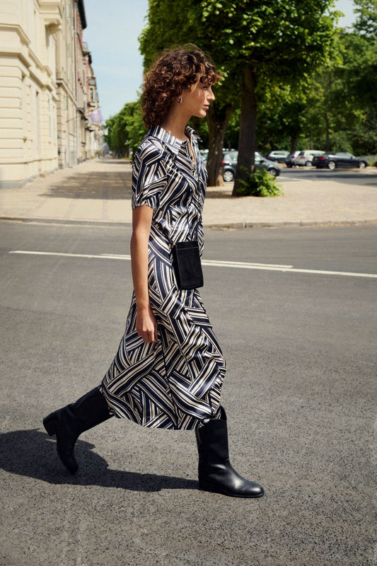 Nuka Dress in After Midnight Stripe