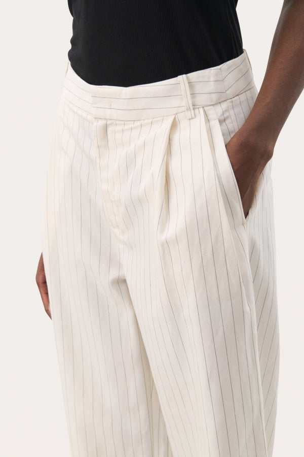 Rabia Trousers in Whitecap Grey Stripe