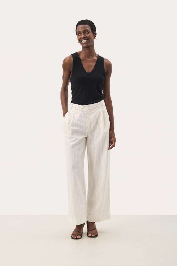 Rabia Trousers in Whitecap Grey Stripe