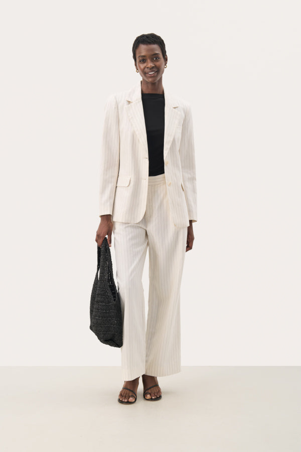 Rabia Trousers in Whitecap Grey Stripe