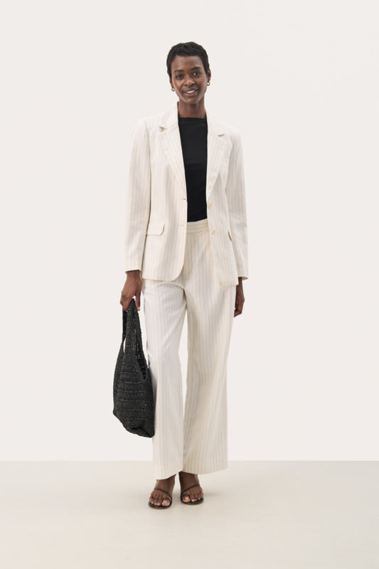 Rabia Trousers in Whitecap Grey Stripe