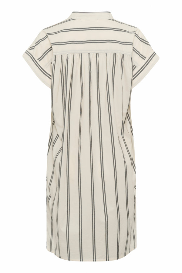 Rosabella Dress in Eggnog Black Stripe