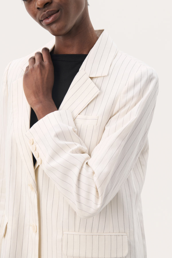 Nikoleta Blazer in Whitecap with Grey Stripe