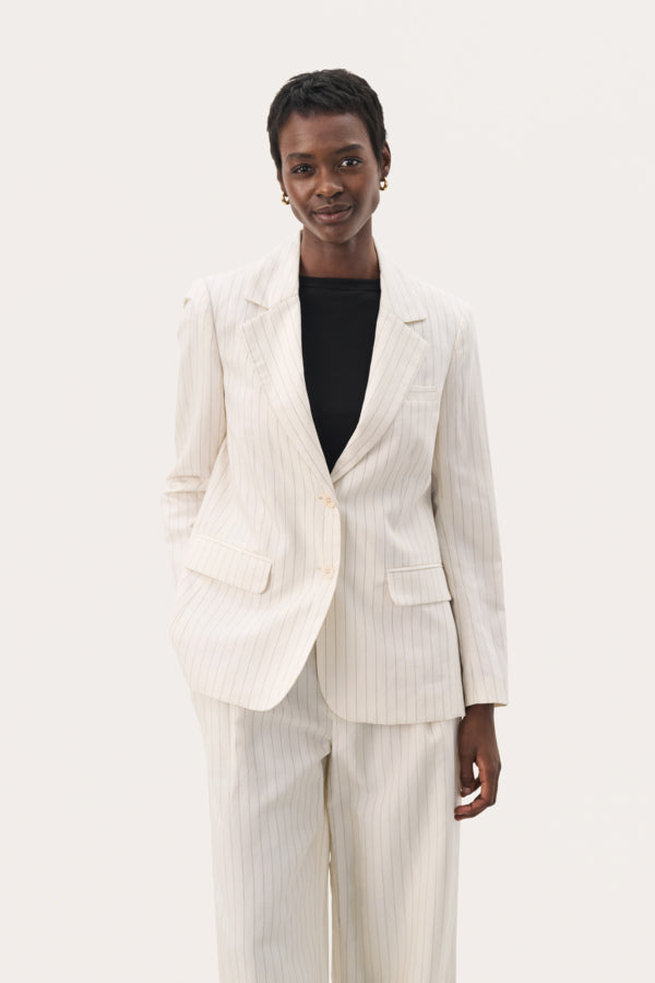 Nikoleta Blazer in Whitecap with Grey Stripe