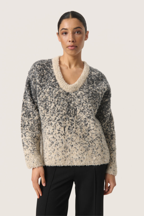SLVenessa Jumper in Oatmeal & Grey Jacquard