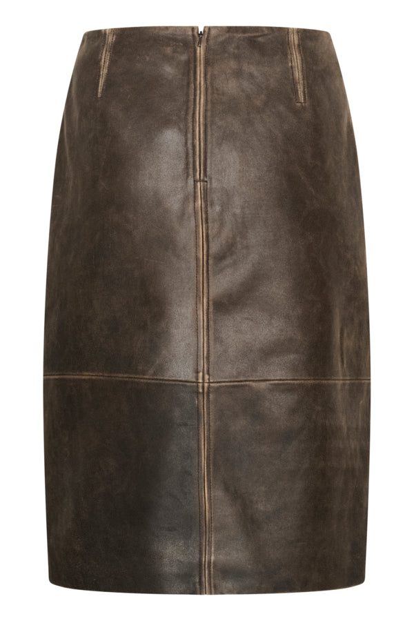 SLFiorella Leather Skirt in Worn Down Black
