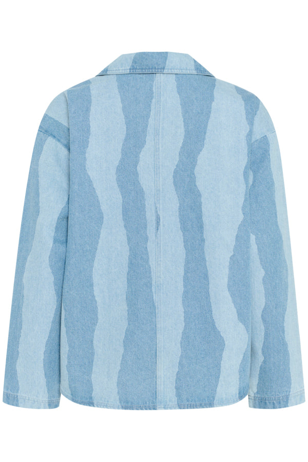 SLMaisa Long Sleeved Blouse in Medium Blue Torn Stripes