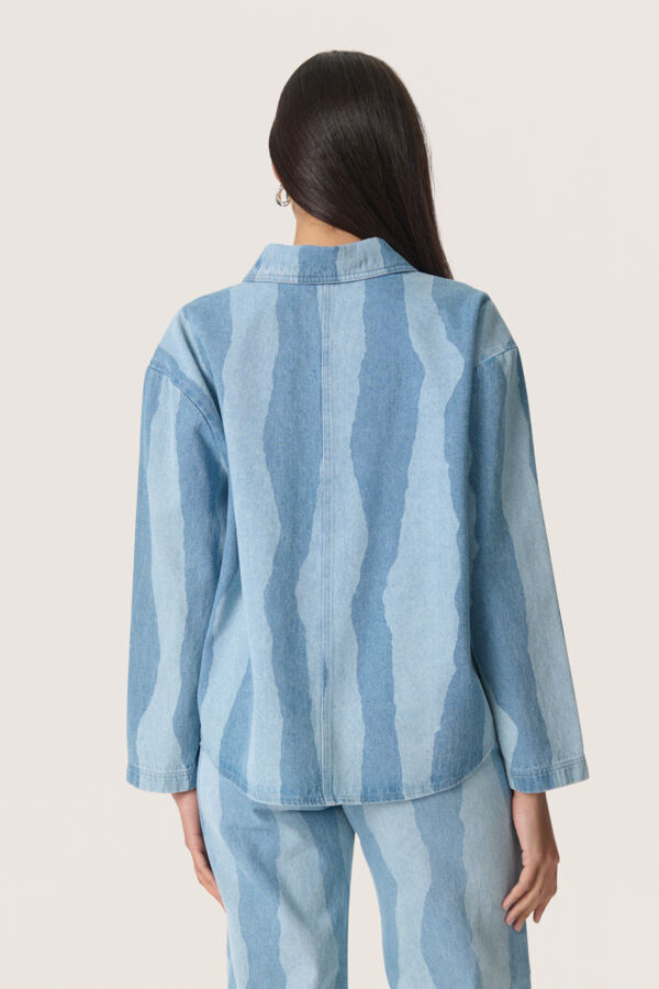 SLMaisa Long Sleeved Blouse in Medium Blue Torn Stripes