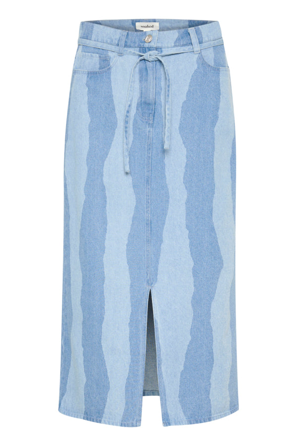 SLMaisa Skirt in Medium Blue Torn Stripes