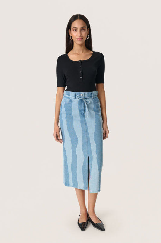 SLMaisa Skirt in Medium Blue Torn Stripes