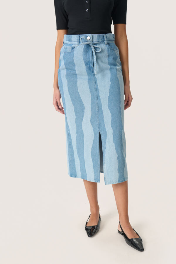 SLMaisa Skirt in Medium Blue Torn Stripes