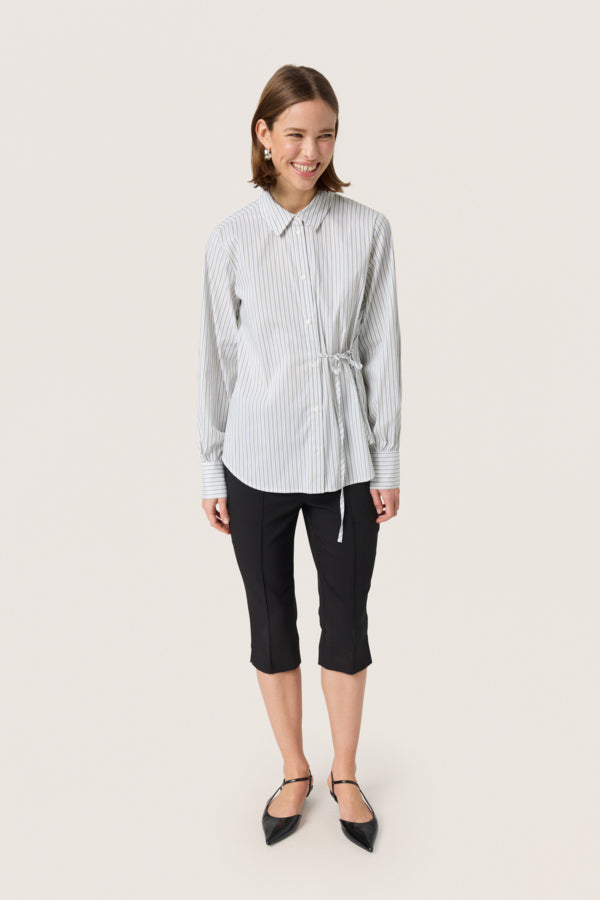 SLHelen Long Sleeved Shirt in White with Green Stripes