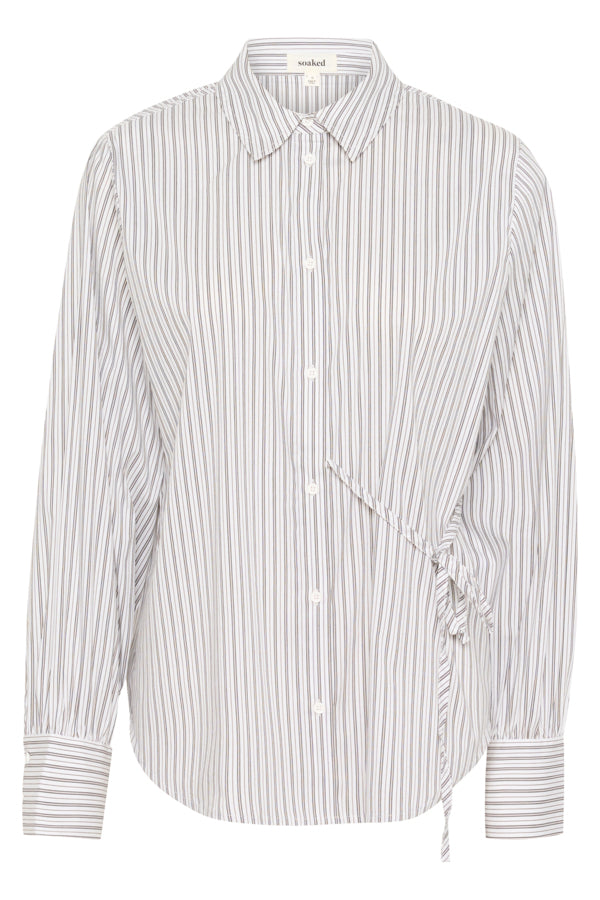 SLHelen Long Sleeved Shirt in White with Green Stripes