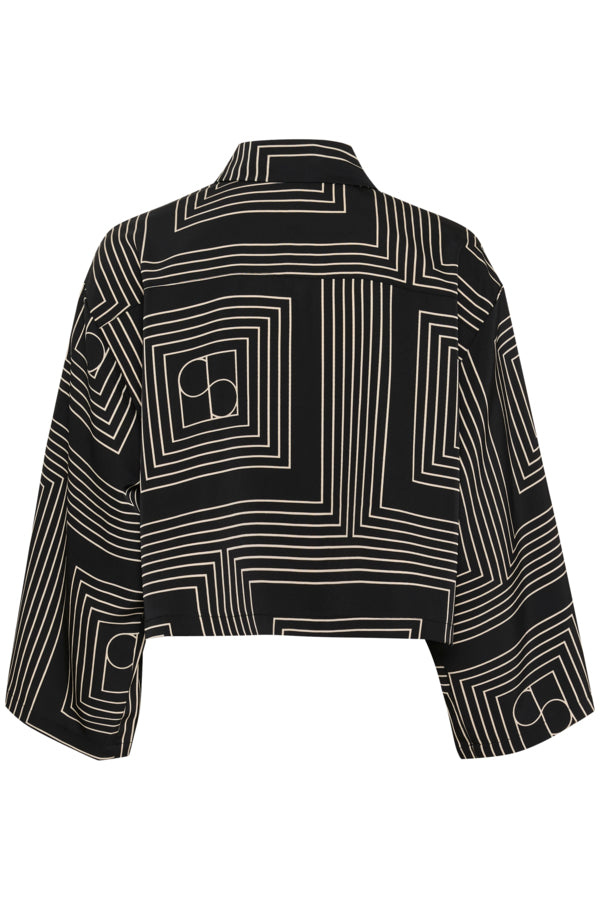 SLTopaz Long Sleeved Shirt in Black with Oatmeal Monogram