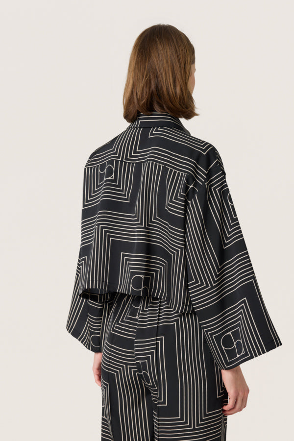 SLTopaz Long Sleeved Shirt in Black with Oatmeal Monogram