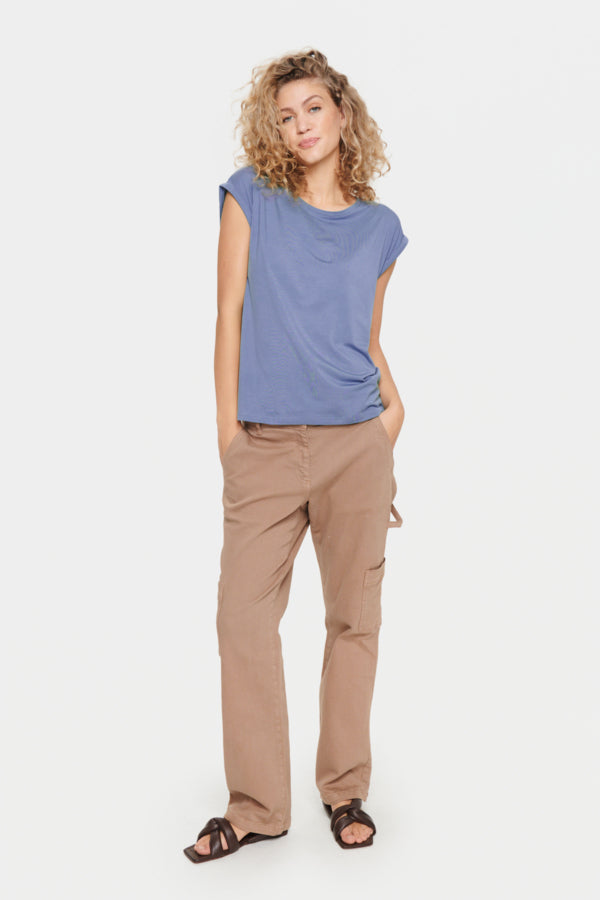 Adelia Round Neck T-Shirt in Colony Blue
