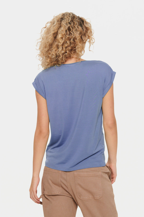 Adelia Round Neck T-Shirt in Colony Blue