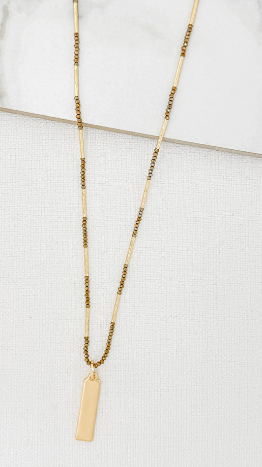 Gold & Taupe Crystal Necklace