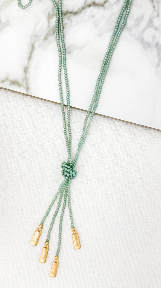 Blue & Gold Crystal Knot Necklace