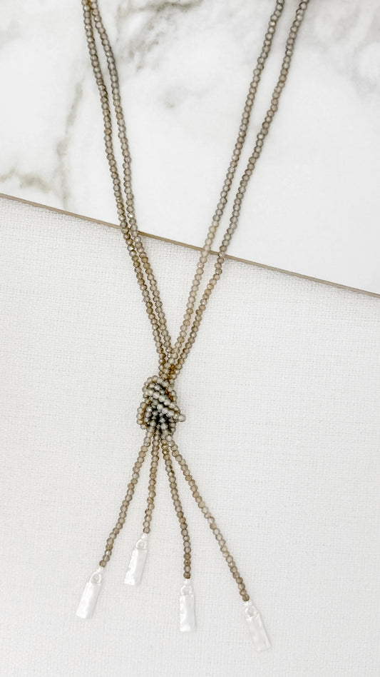 Grey & Silver Crystal Knot Necklace