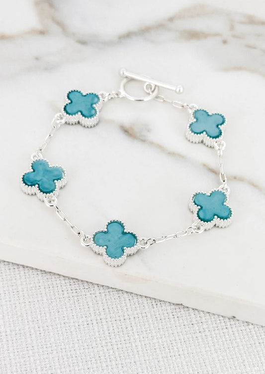 Silver & Turquoise Fleur T-bar Bracelet