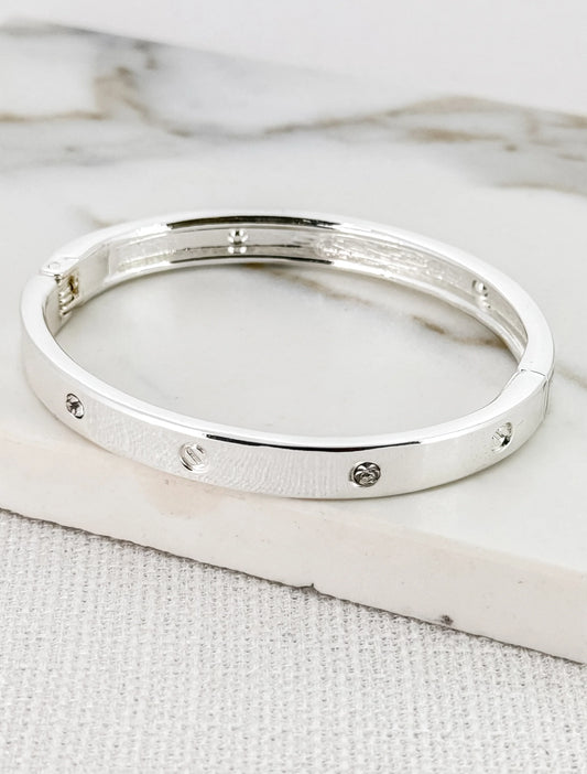 Silver Bangle with Crystals