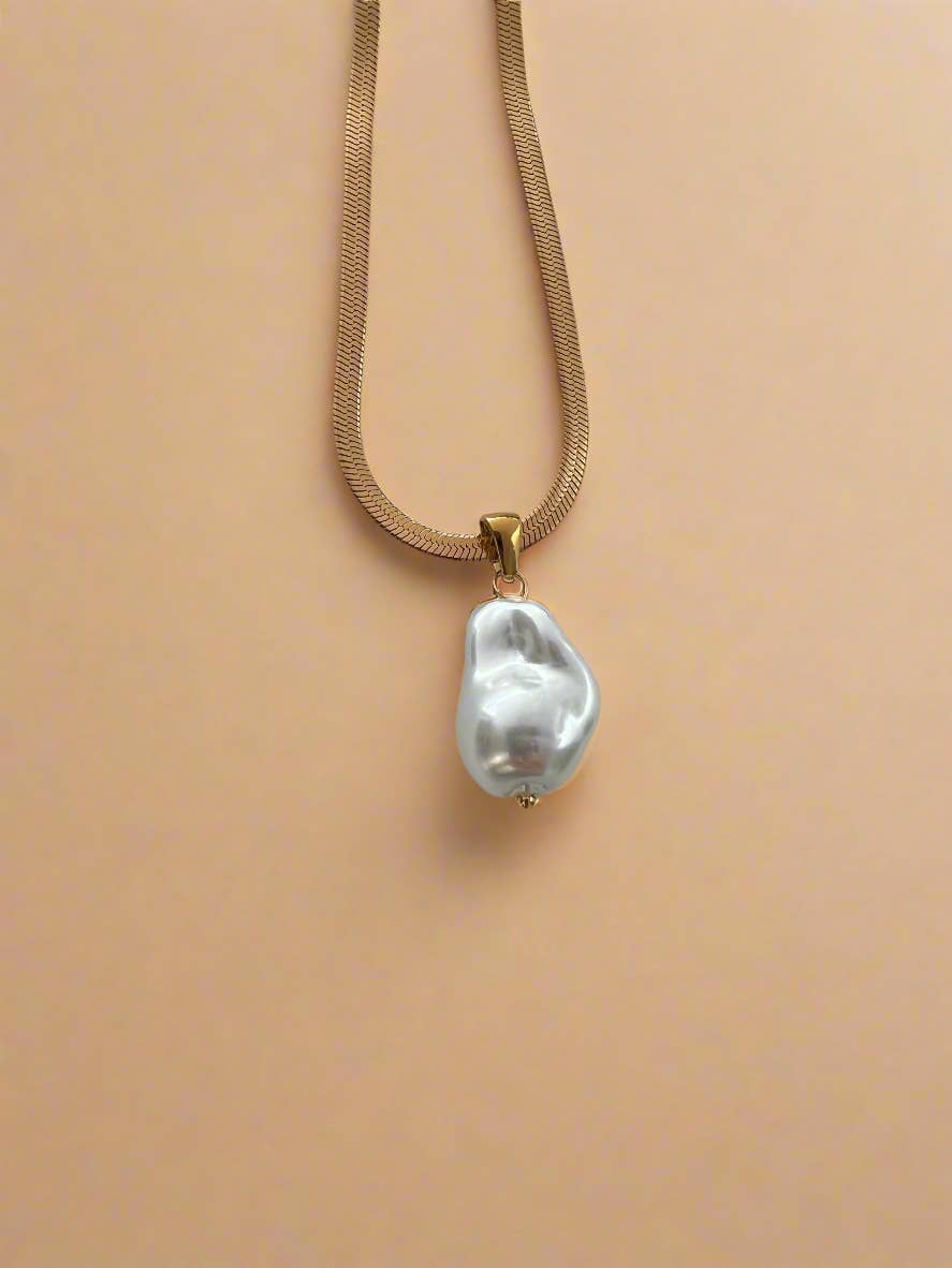 Snake Chain with Pearl Necklace 18k Gold Plated Summer