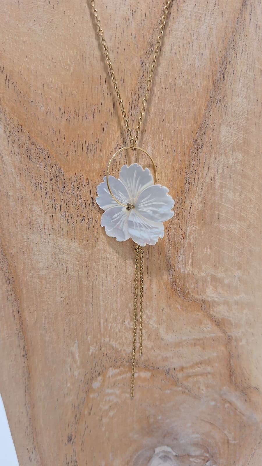 Long White Flower Necklace