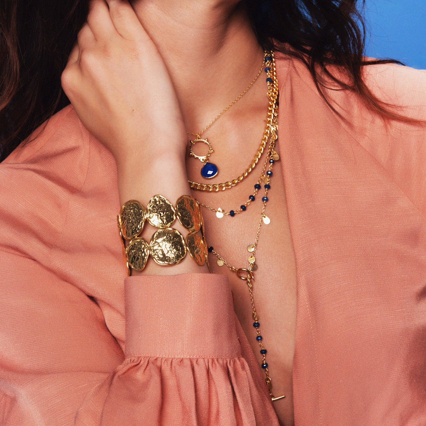 Double Row Gold Coin Cuff