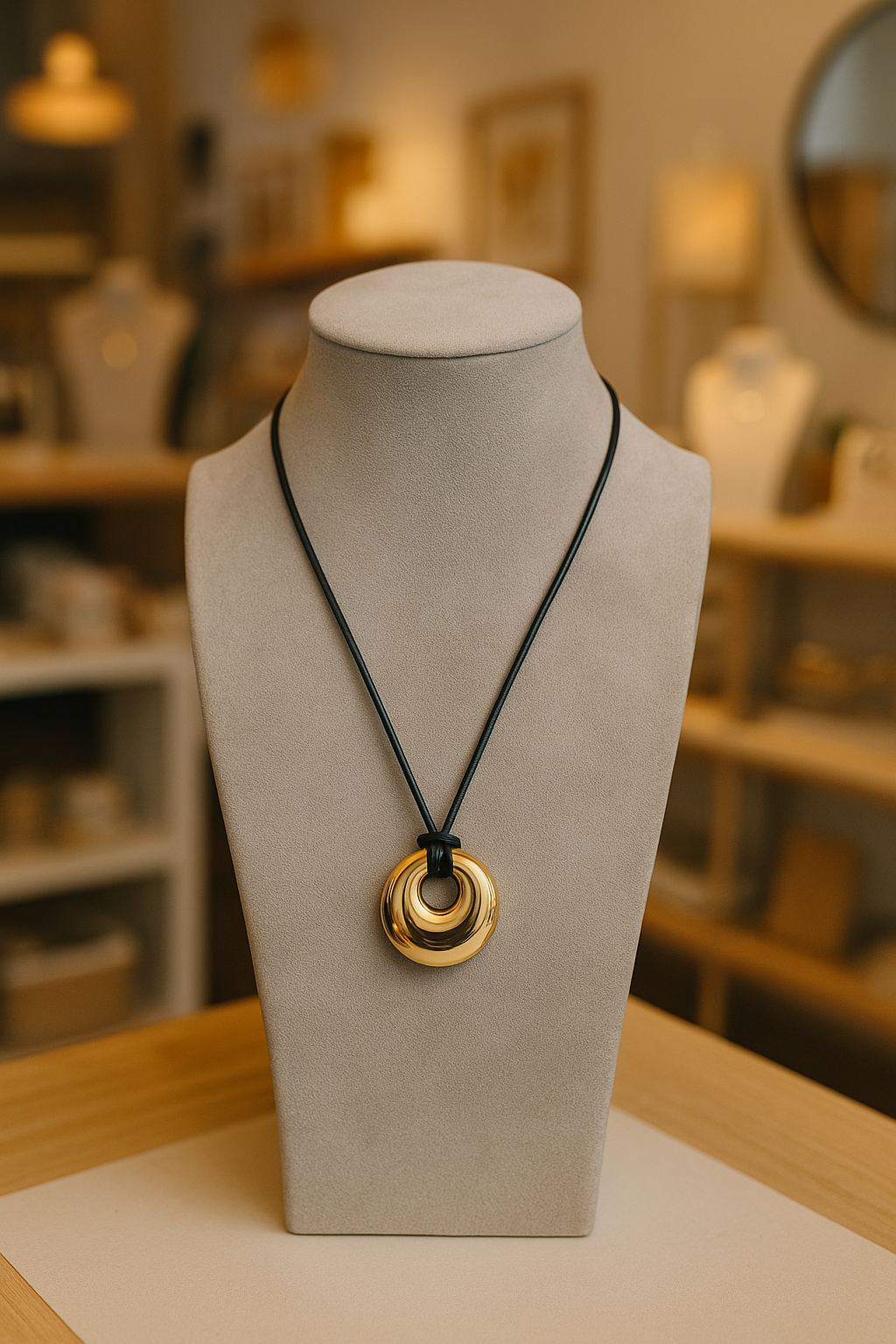 Orb Pendant Necklace 18k Gold Plated Modern Minimal Cord