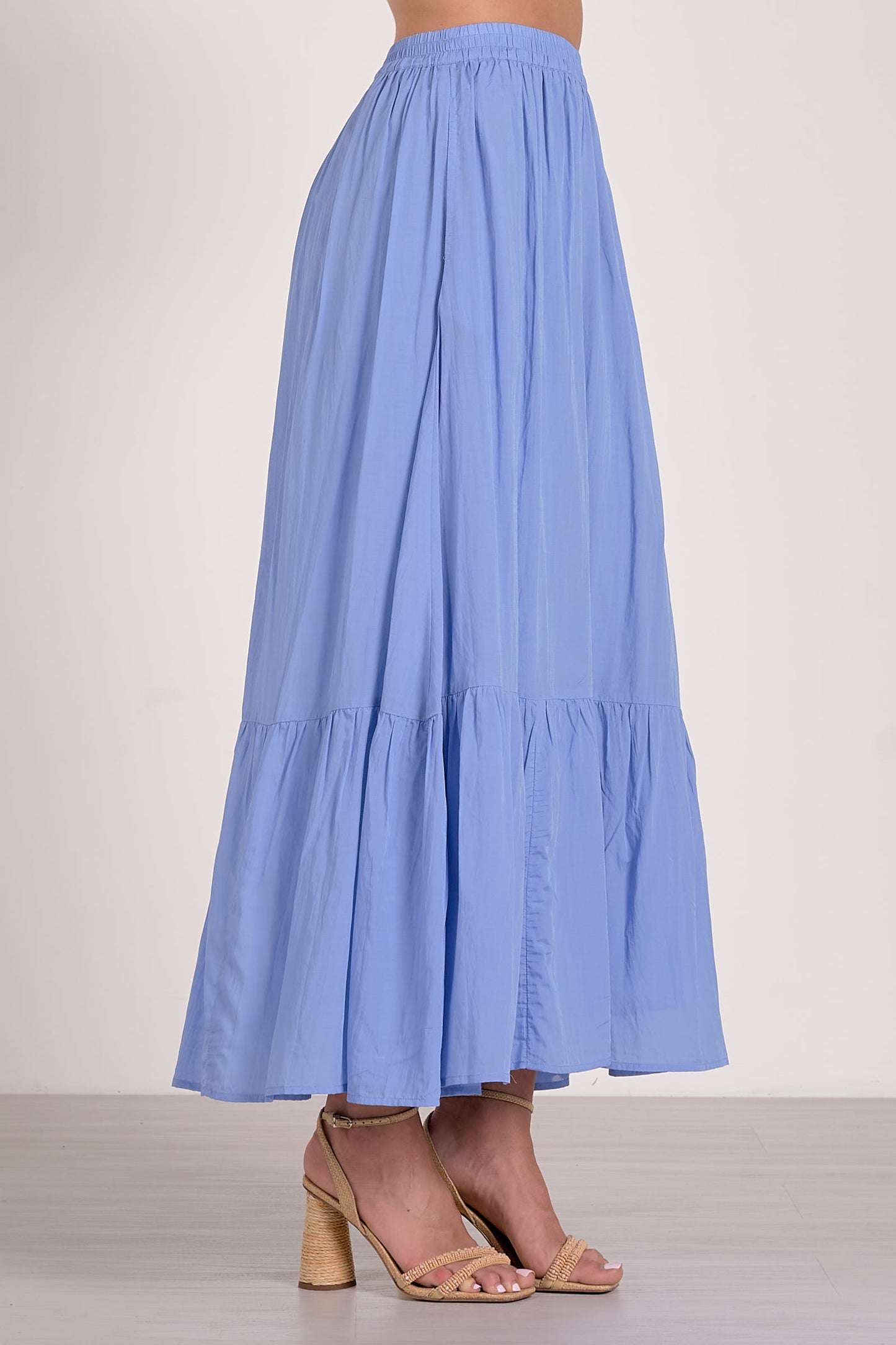 Long Tiered Skirt in Blue