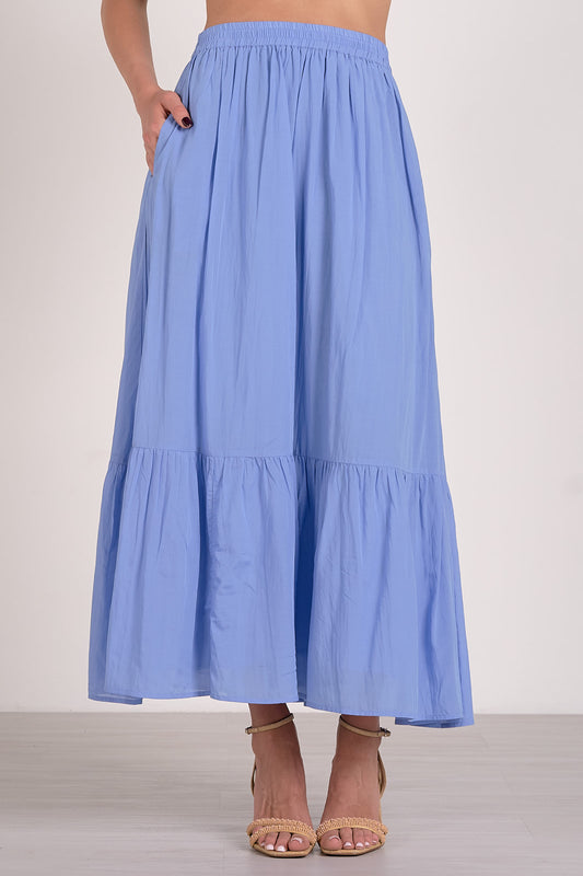 Long Tiered Skirt in Blue