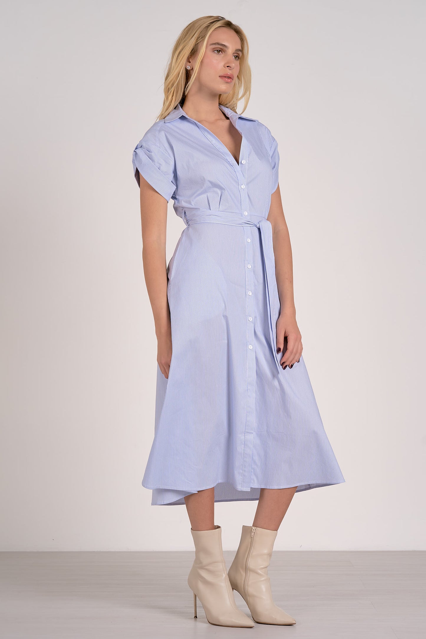 Pale Blue Striped Dress